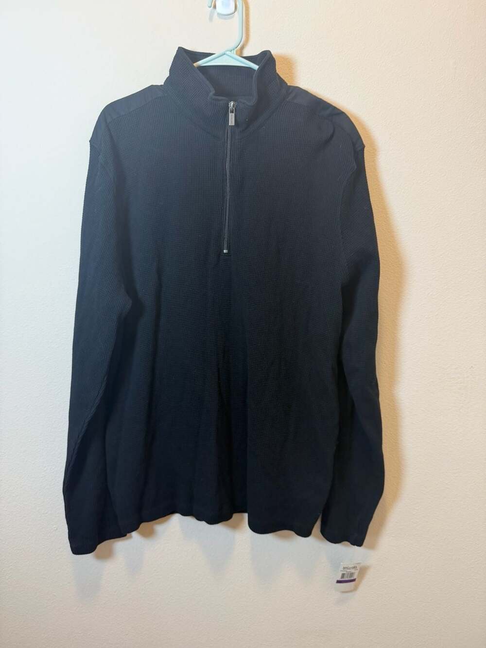 Michael Michael Kors Men's Black Quarter-Zip Waffle Knit Sweater XXL